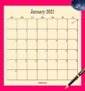 Free Download January 2021 Printable Calendars