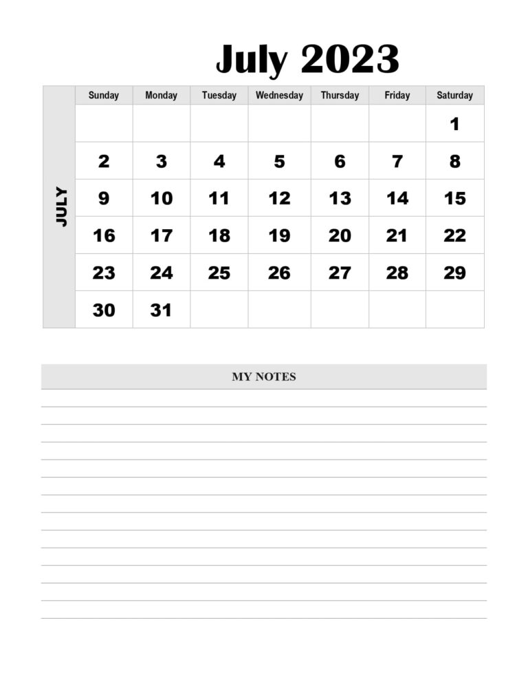 Free July 2023 Calendar Printable PDF Blank Templates