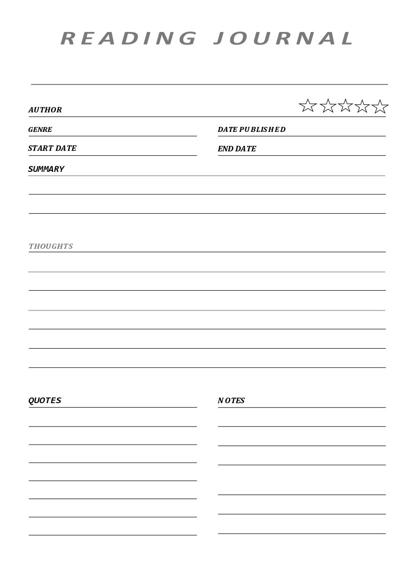 Reading Journal Reading Log Book Tracker Books To Read Personal Reading 