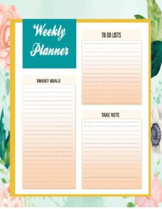 Download and Print Weekly Planner Printable Templates PDF