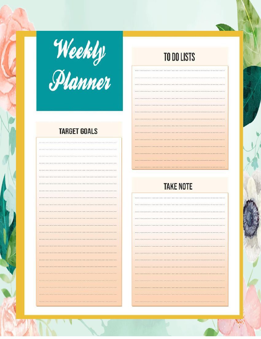 Download and Print Weekly Planner Printable Templates PDF Download and Print Weekly Planner Printable Templates PDF
