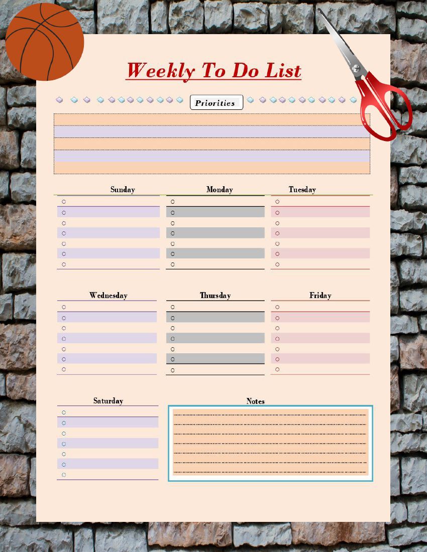 Weekly To Do List Casual Style