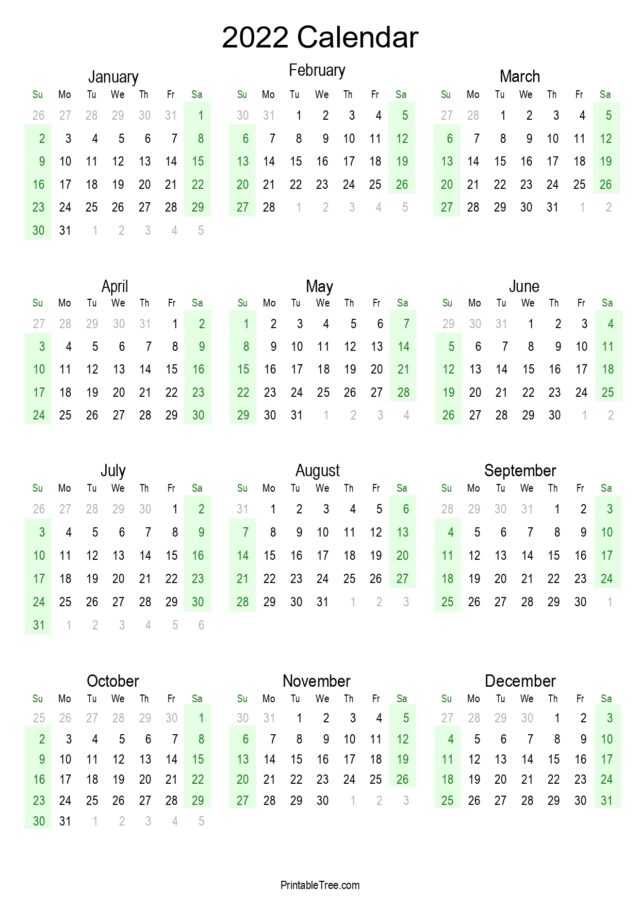 printable calendar 2022 one page with holidays single