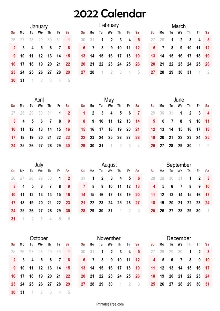 2022 printable calendar one page with holidays uk