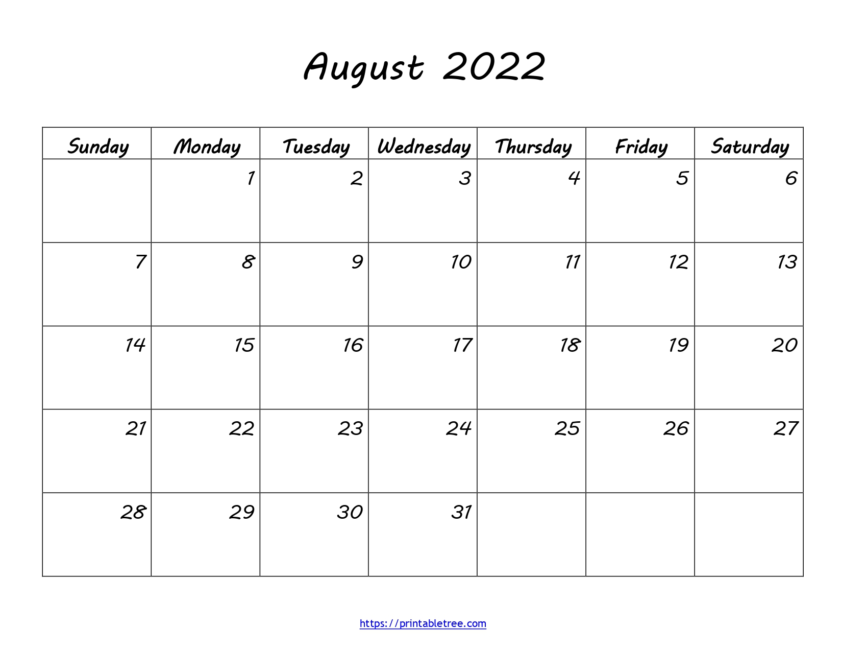 August 2022 Fillable Calendar Printable Calendar 2023