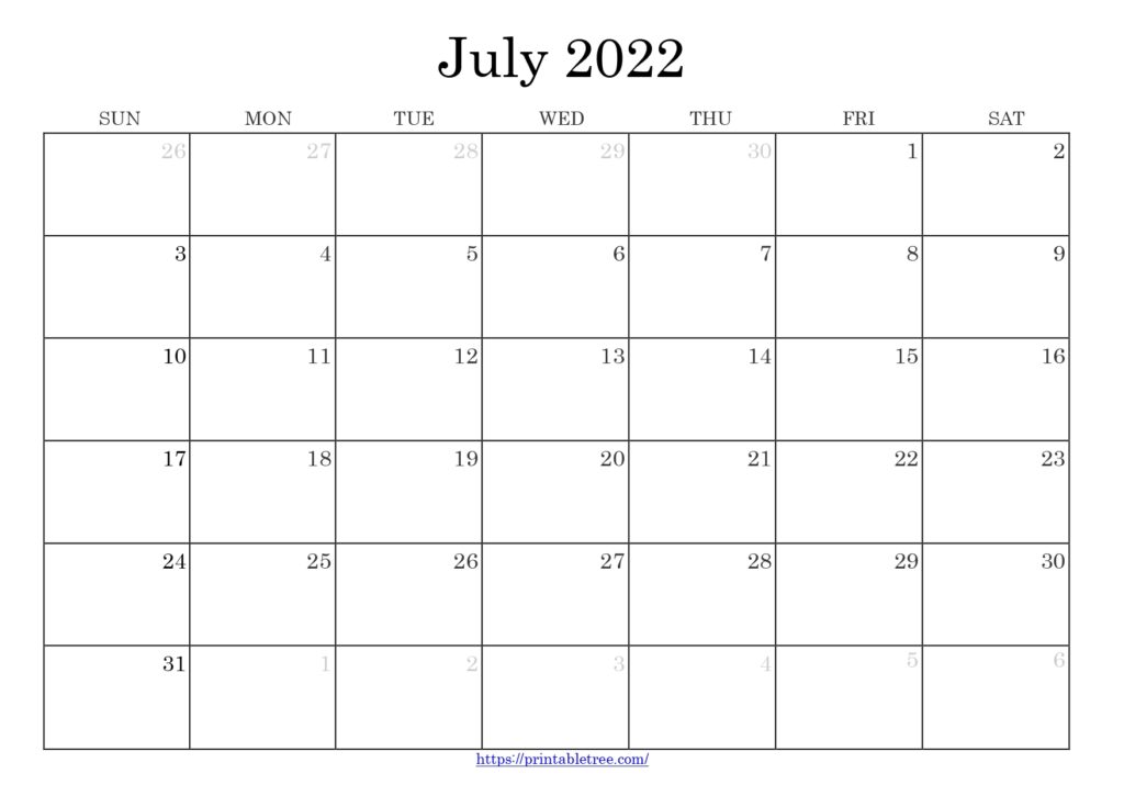 printable calendar july 2022 pdf blank calendar july 2022 with holidays