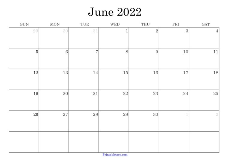 blank printable calendar june 2022 pdf templates download