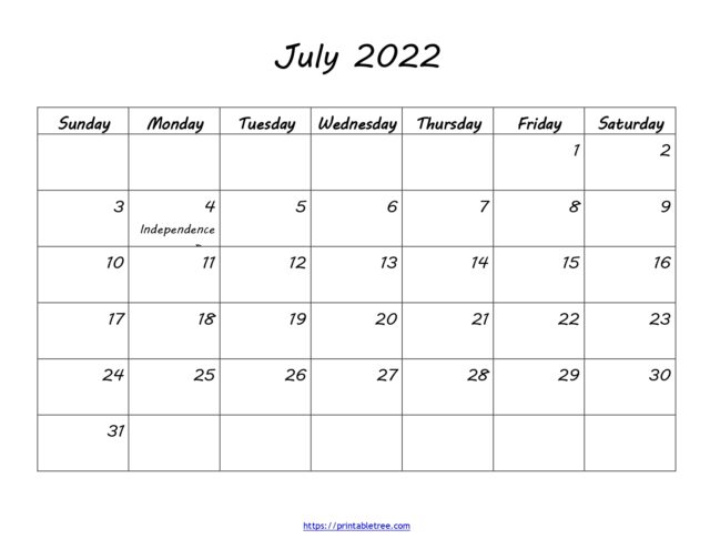 printable calendar july 2022 pdf blank calendar july