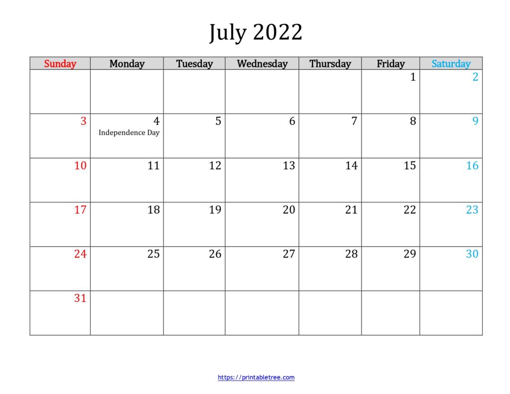 printable calendar july 2022 pdf blank calendar july 2022 with holidays