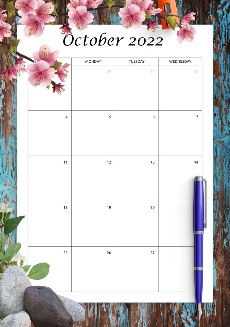 Blank Printable Calendar 2022 PDF