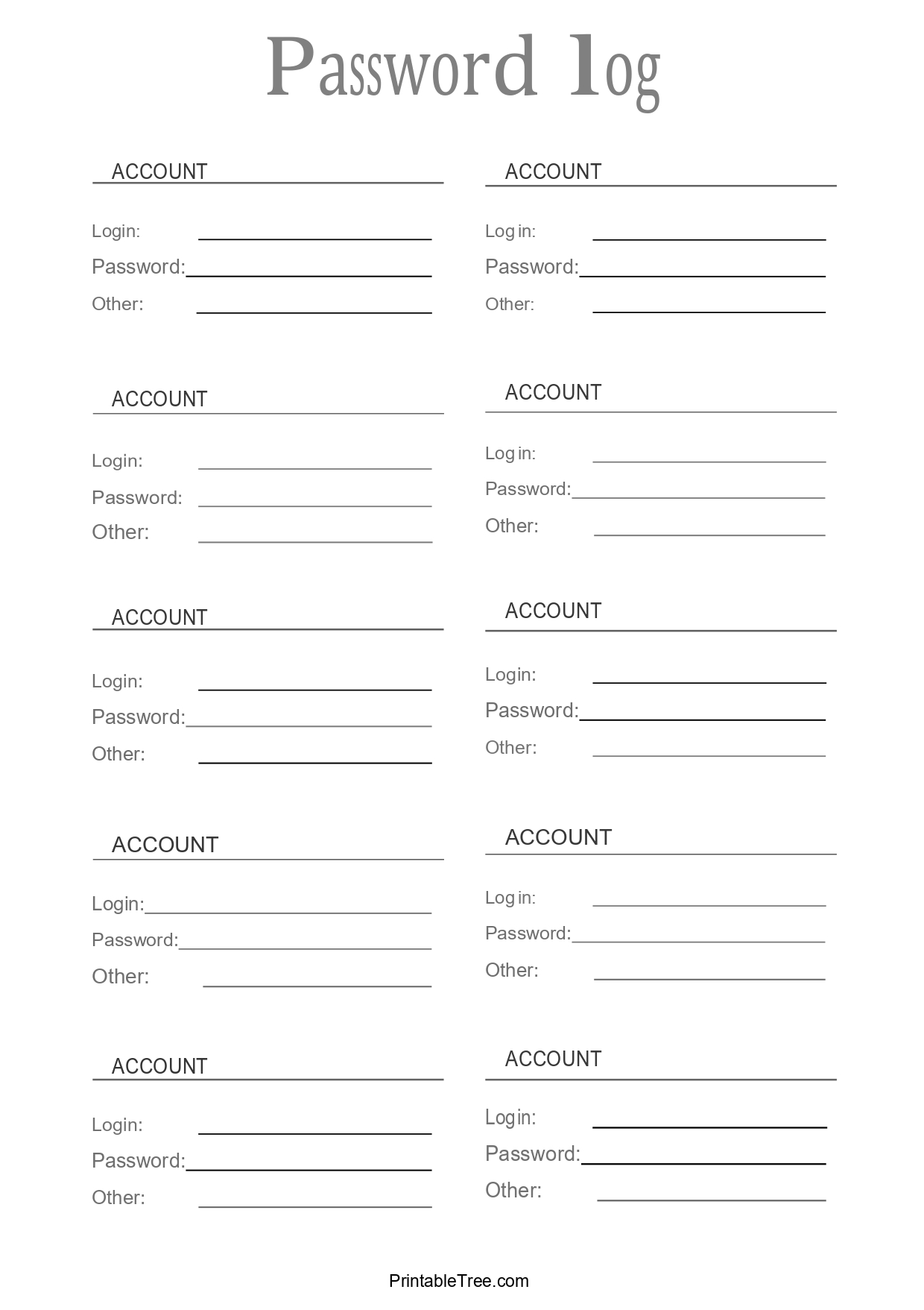 Paper Stationery Printable Planner PDF Beige Password Tracker Password 
