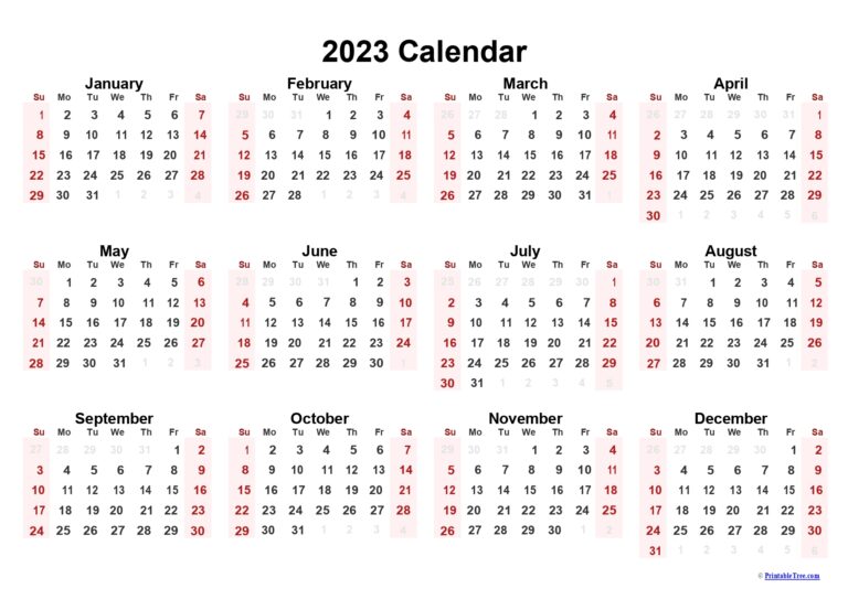 Printable Calendar 2023 One Page with Holidays (Single Page) 2023 ...