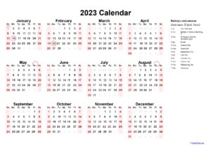 Printable Calendar 2023 One Page with Holidays (Single Page) 2023 ...