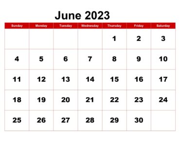 June 2023 Calendar Red Background