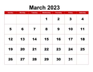 Download March 2023 Printable Calendar Blank Templates PDF