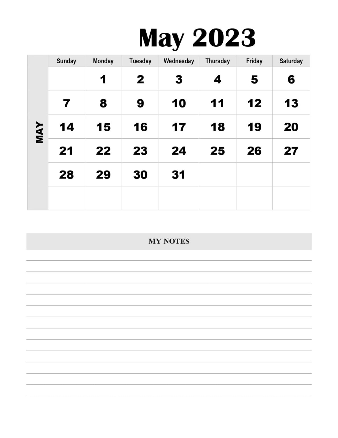 May 2023 Calendar Printable PDF with Holiday Templates Free