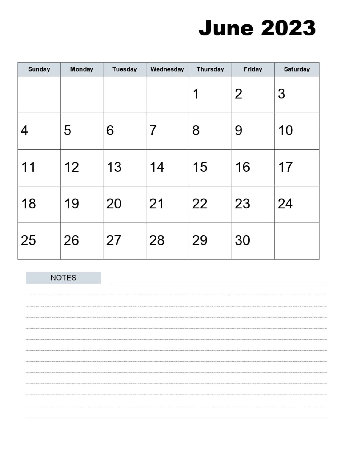 Free June 2023 Calendar Printable PDF with Holiday Templates