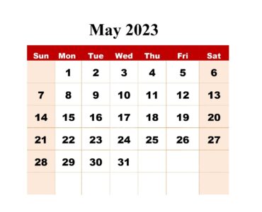 Red BG May 2023 Calendar Design
