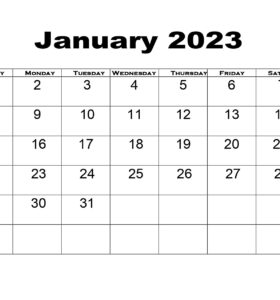 Simple January 2023 Calendar