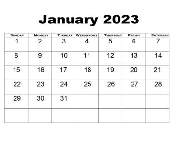 Simple January 2023 Calendar