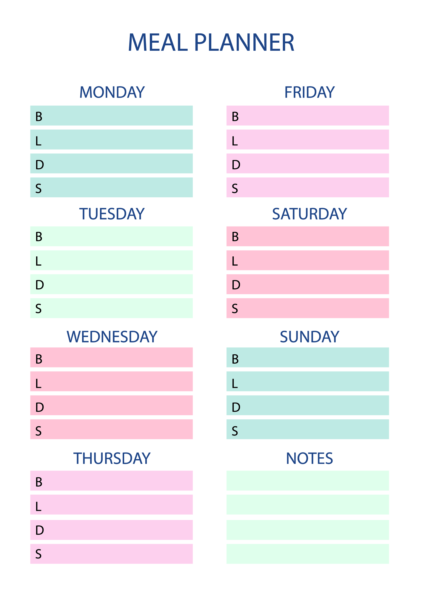 Free Printable Weekly Meal Planner Pdf Templates 