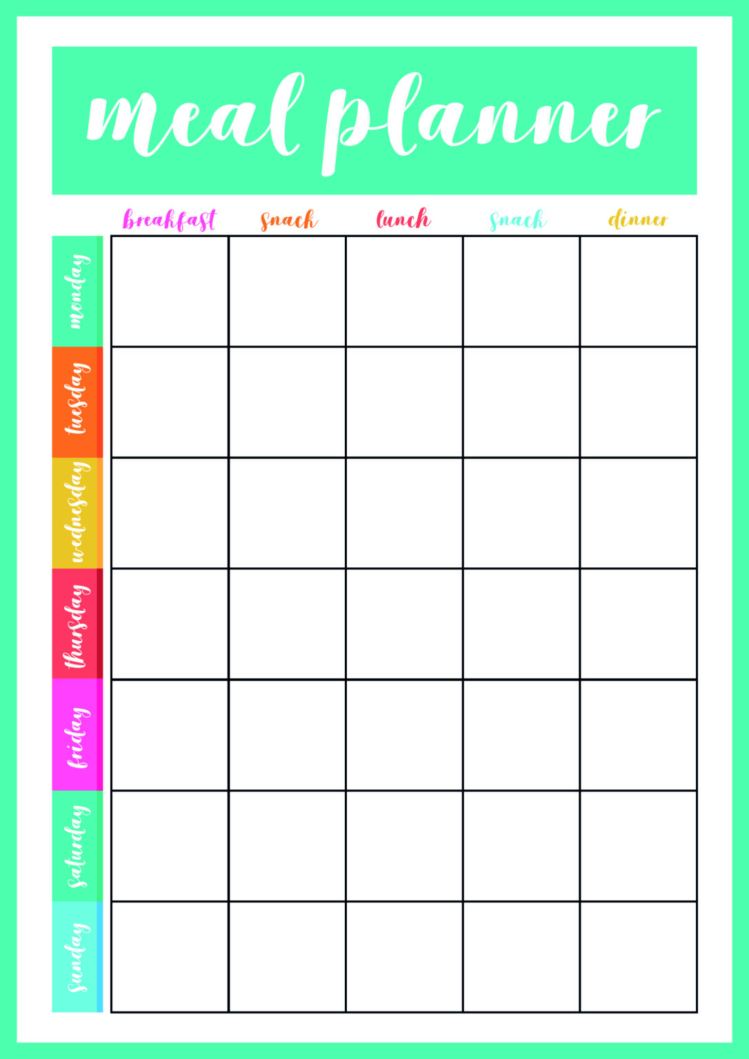 Free Printable Weekly Meal Planner PDF Templates