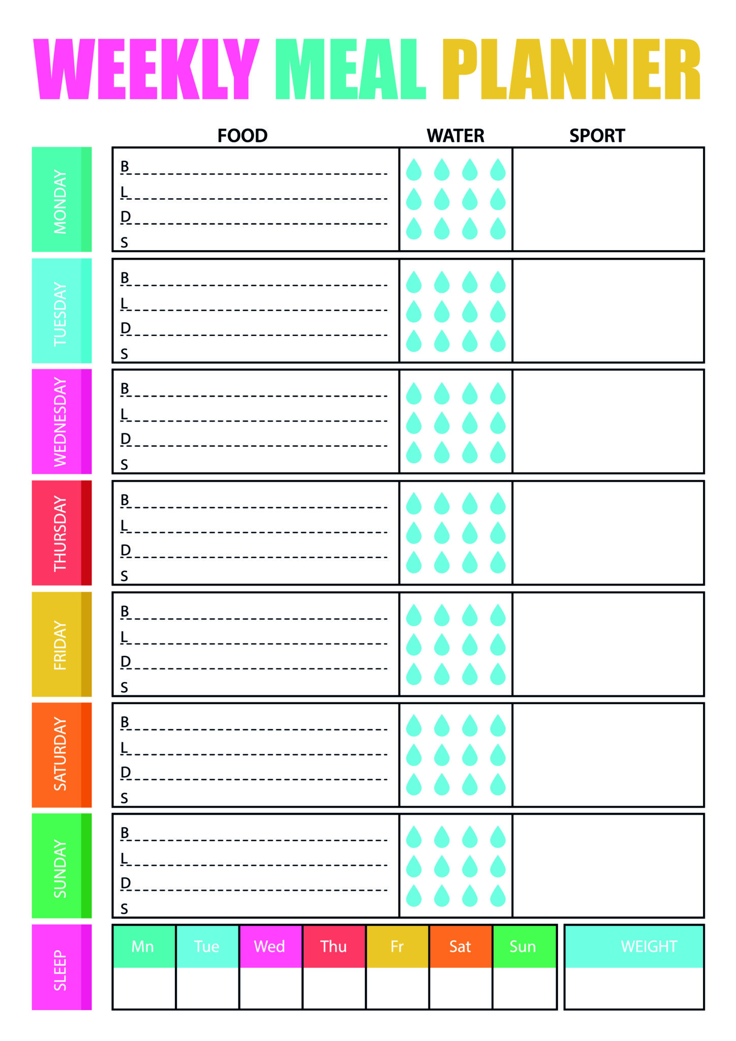 weekly meal planner printable free