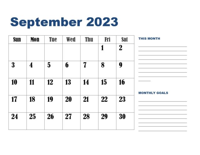 September 2023 Calendar Printable PDF Templates Free