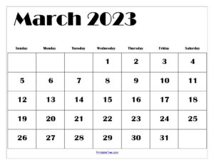 Blank March 2023 Calendar Printable PDF Templates