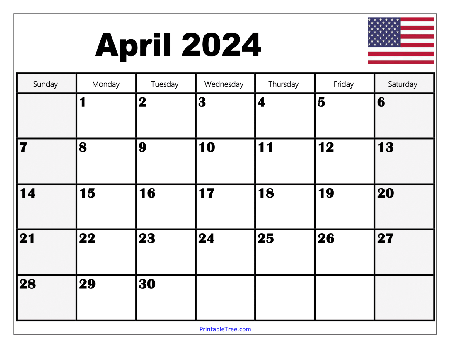 2024 April Calendar With Holidays Calendar Free 2024 Calendar Printable