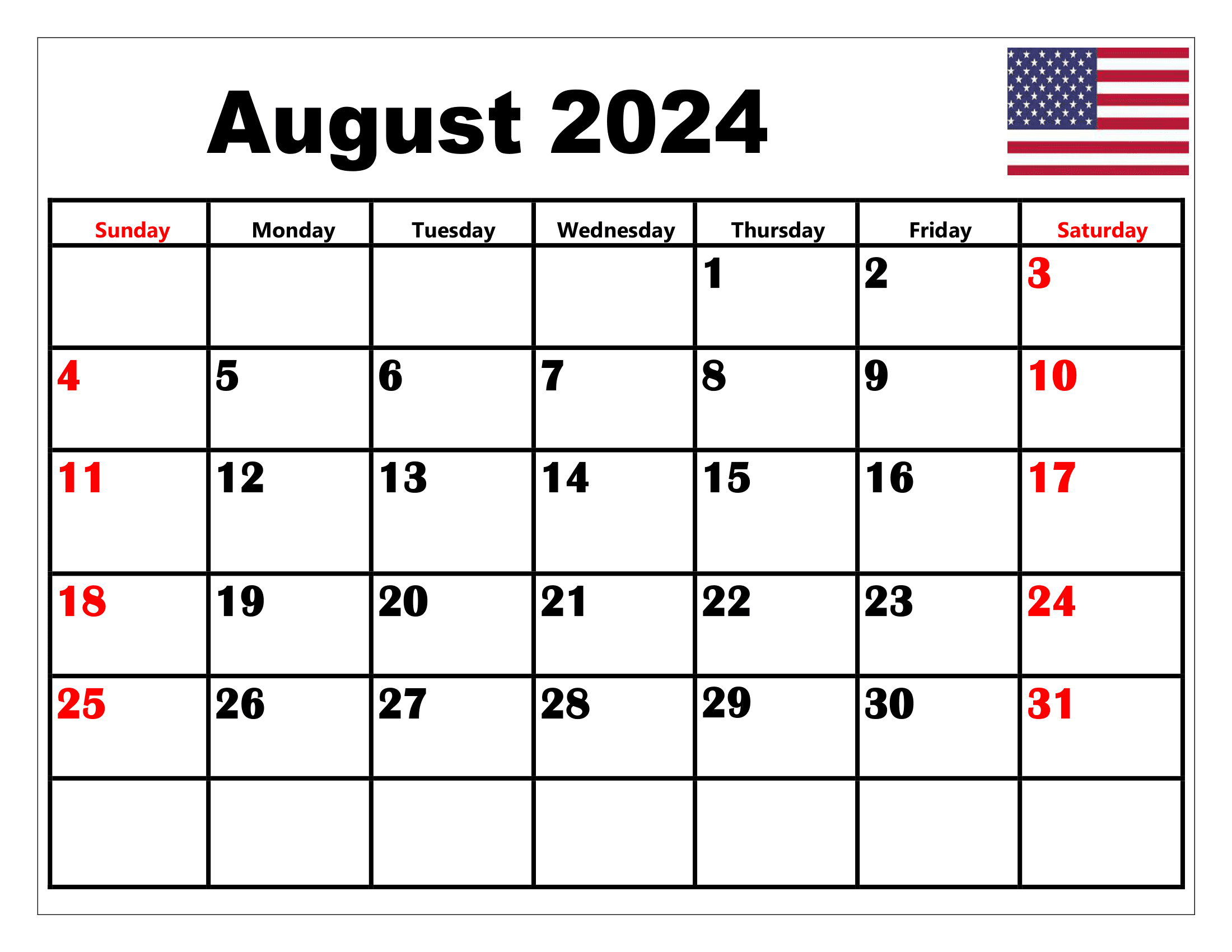August 2024 With Holidays Belia Carolyn