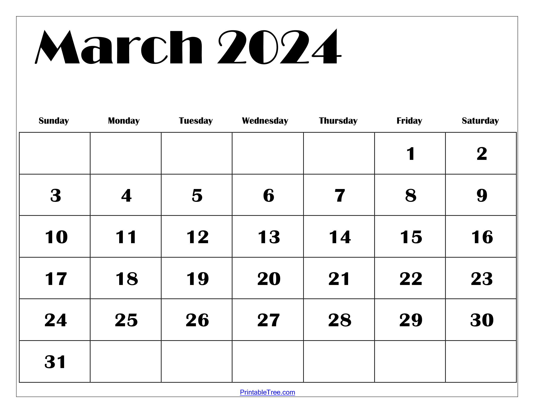 2024 March Calendar Free Printable Pdf Page Free Printable Calendar 2024