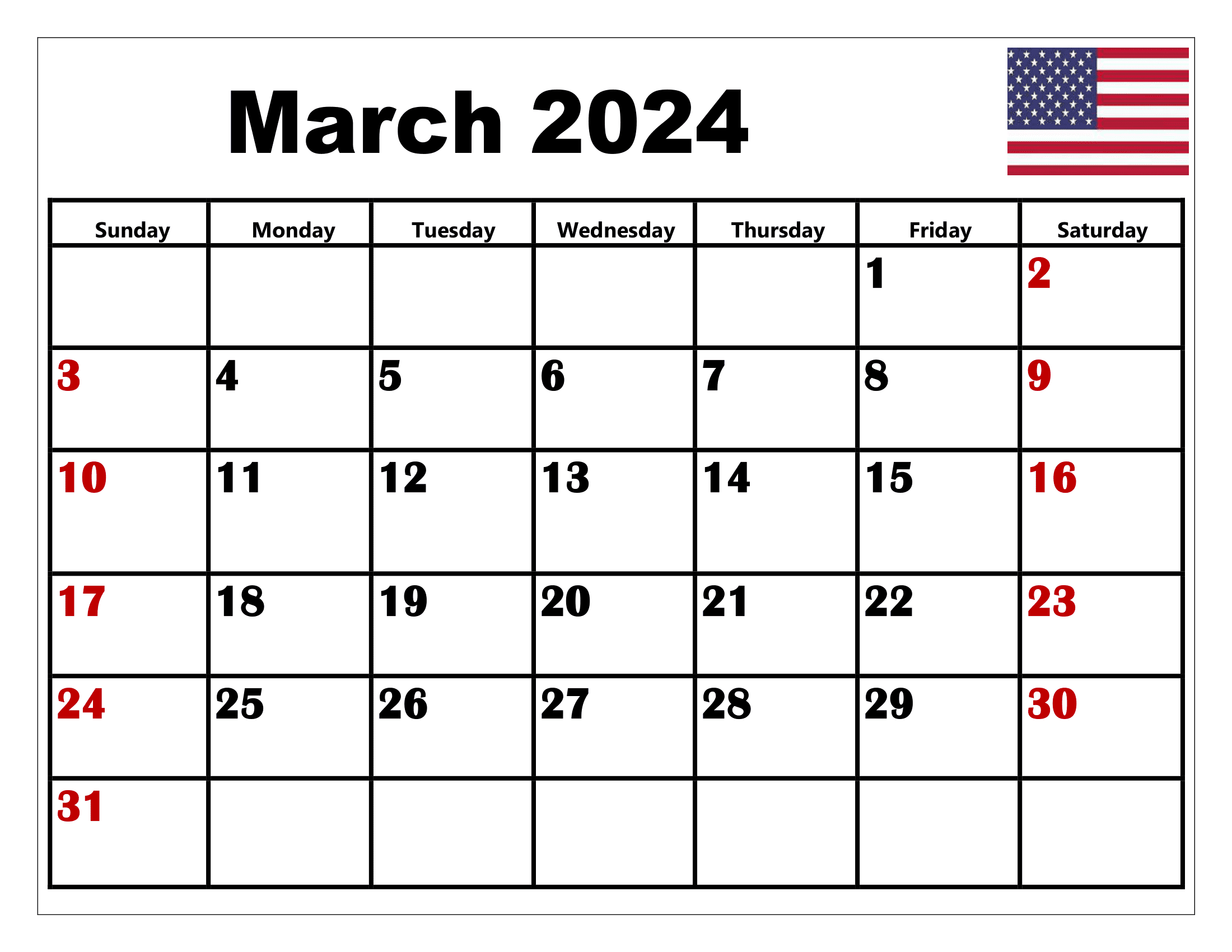 2024 Calendar March Month With Holidays 2024 Calendar 2024 Pdf