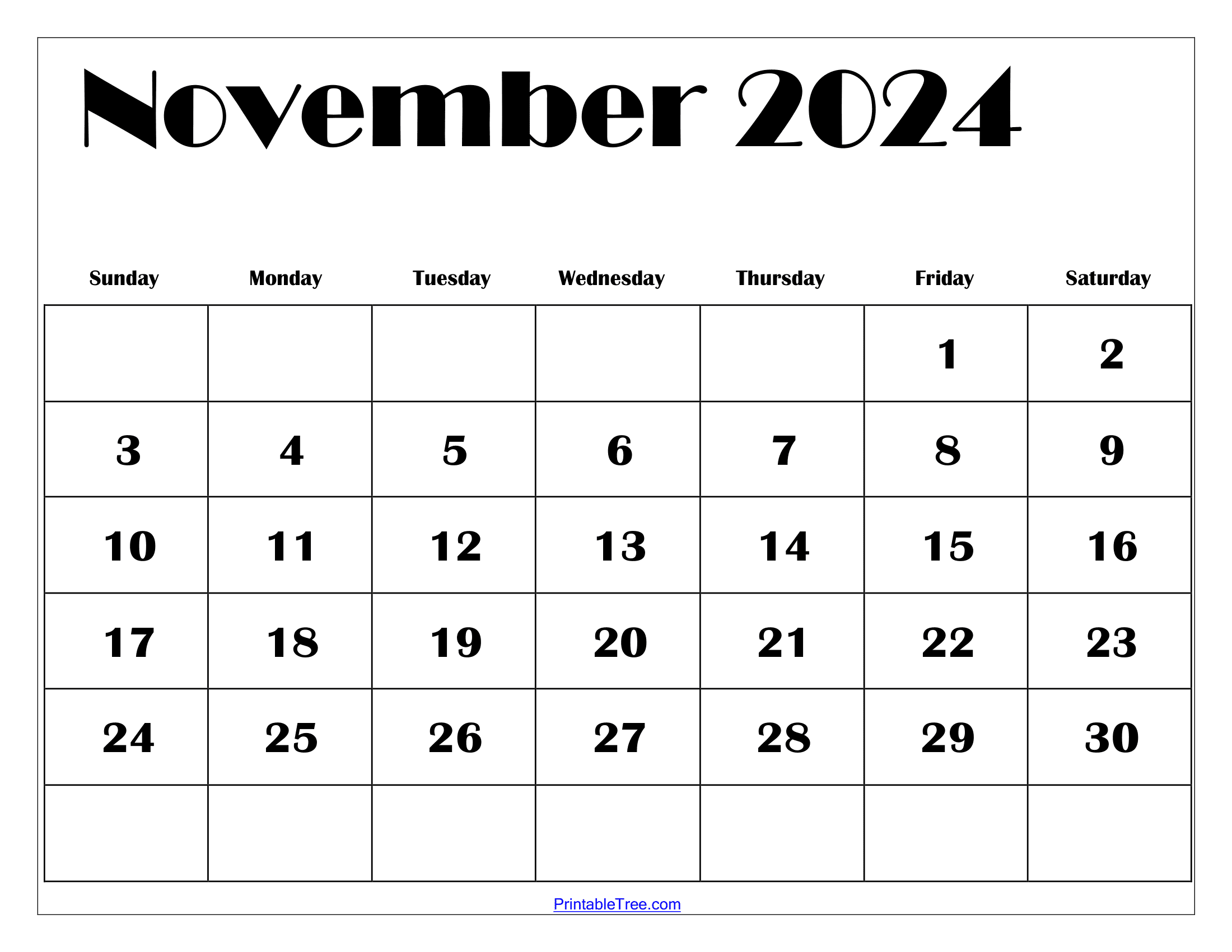 Printable November Calendar 2024 Avrit Carlene
