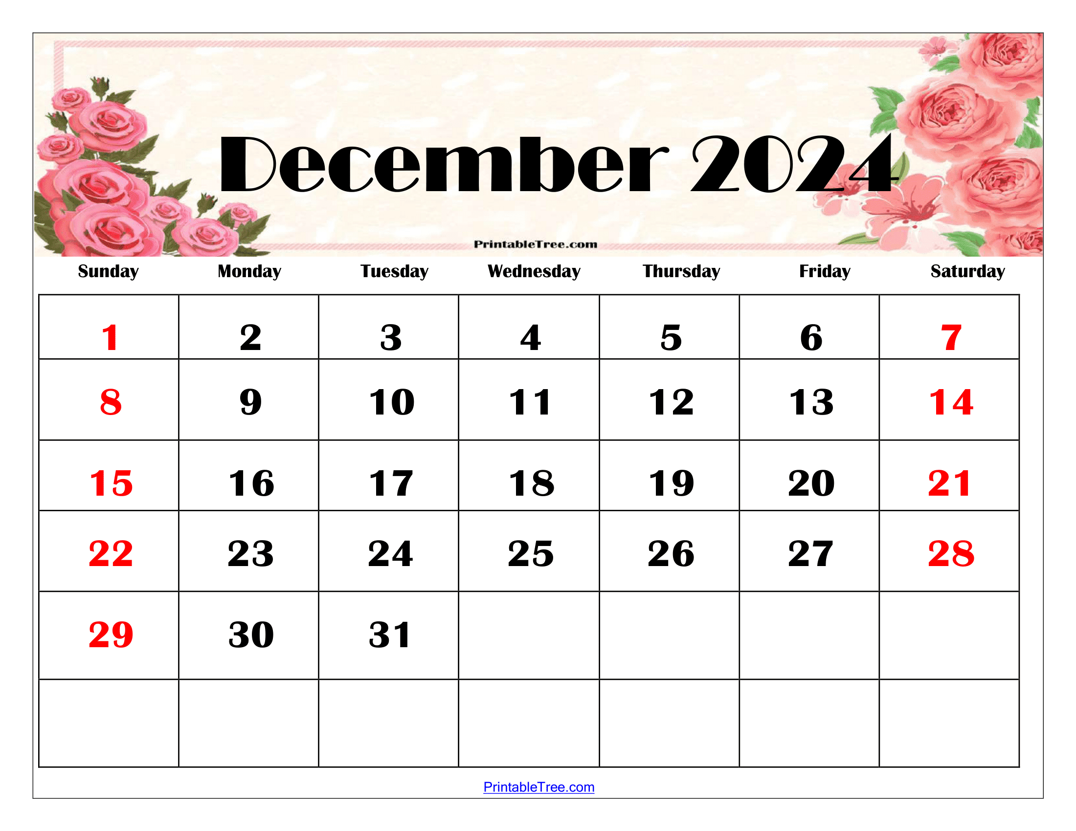 December 2024 Calendar Free Basia Carmina