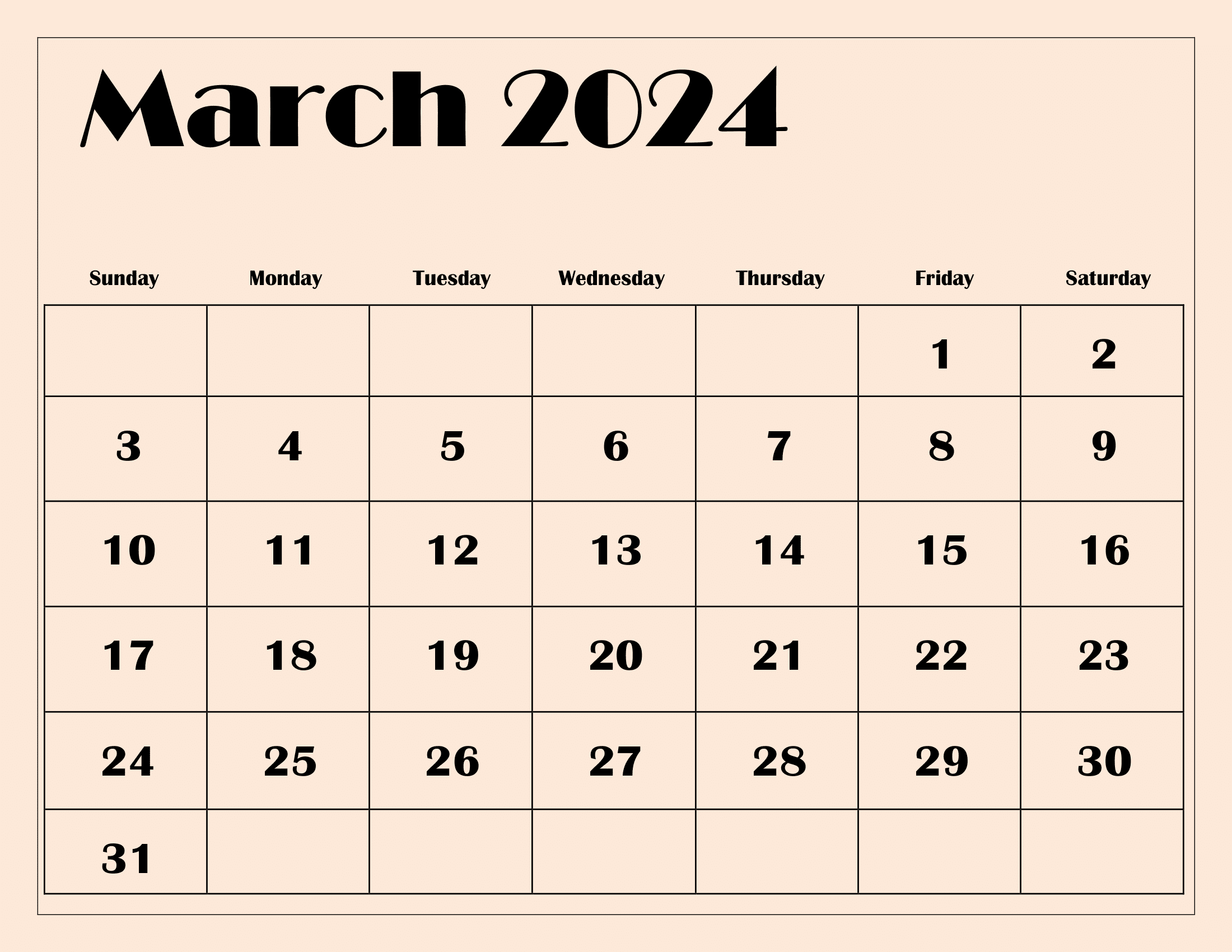 2024 March Calendar Printable Free Word Count Blank April 2024 Calendar   March 2024 Light Pink BG Calendar 