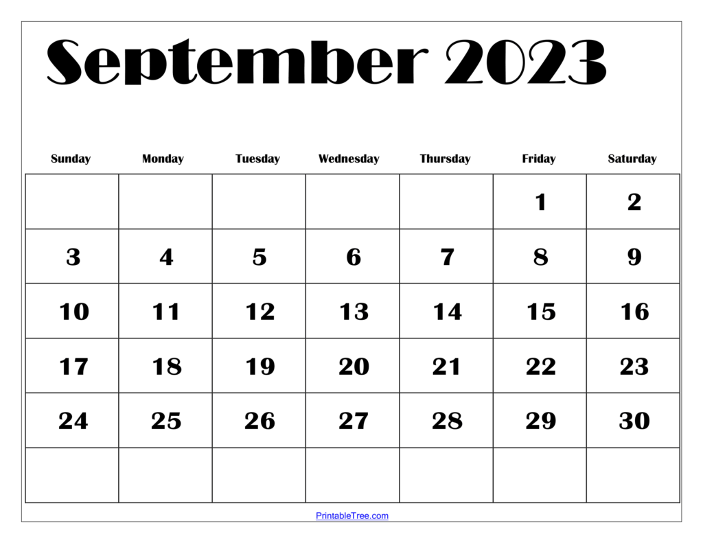 September 2023 Blank Printable Calendar