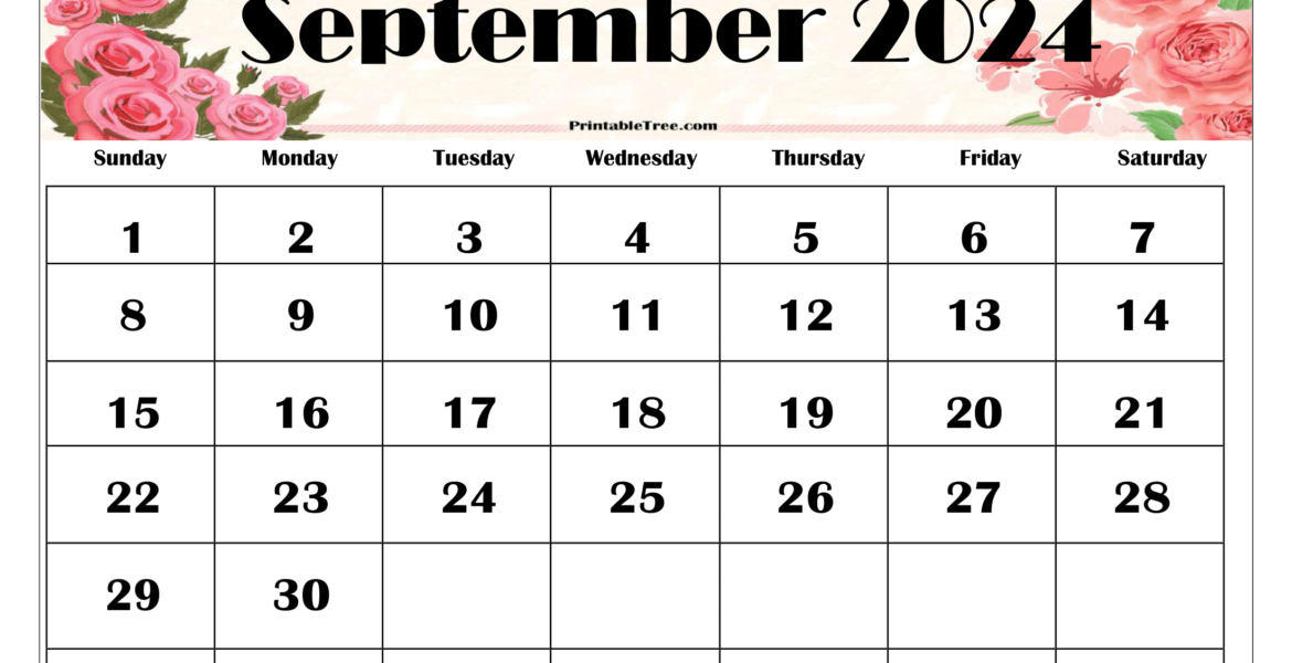 September 2024 Floral Calendar Printable