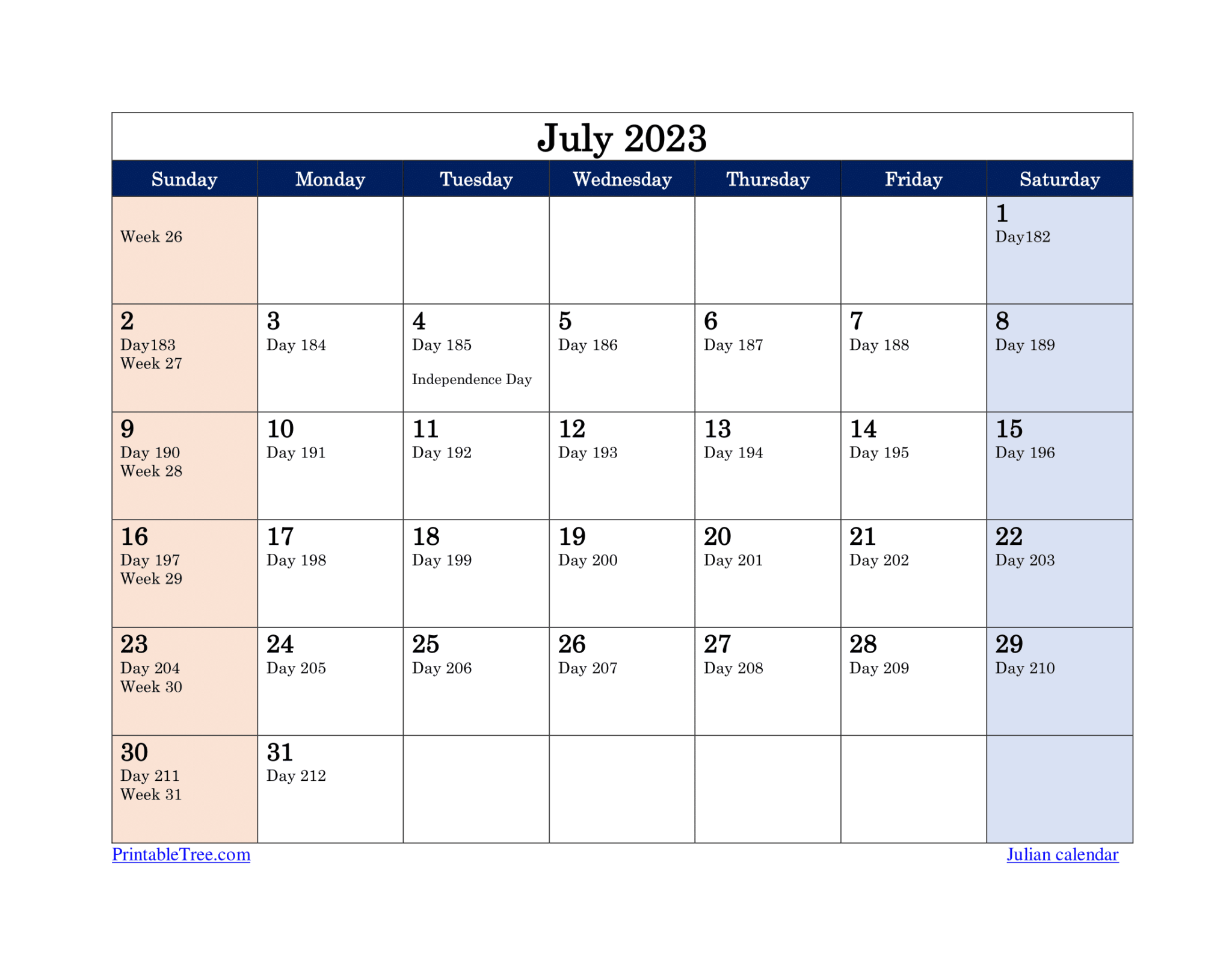 Free Printable Julian Date Calendars for 2023, and 2024 PDF Templates