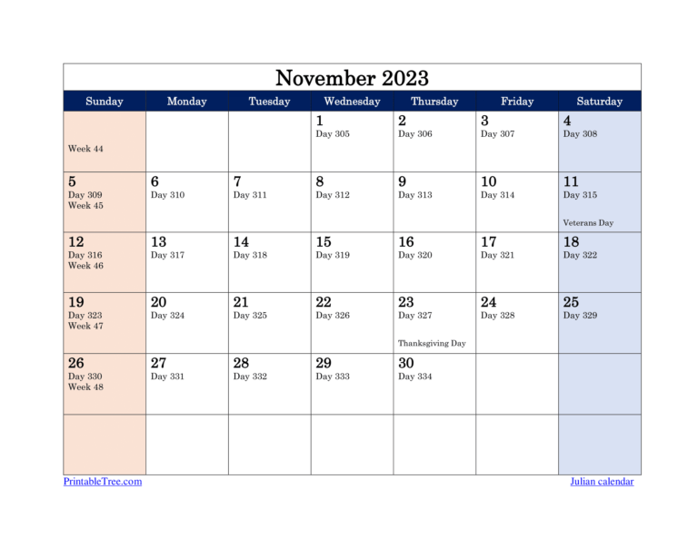 Free Printable Julian Date Calendars for 2023, and 2024 PDF Templates