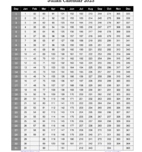 Julian Calendar 2023 Printable PDF Template