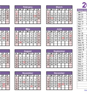 2025 One Page Calendar Printable PDF
