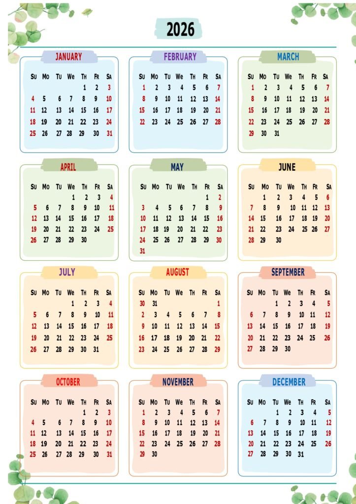 Printable Calendar 2026 Free Printable