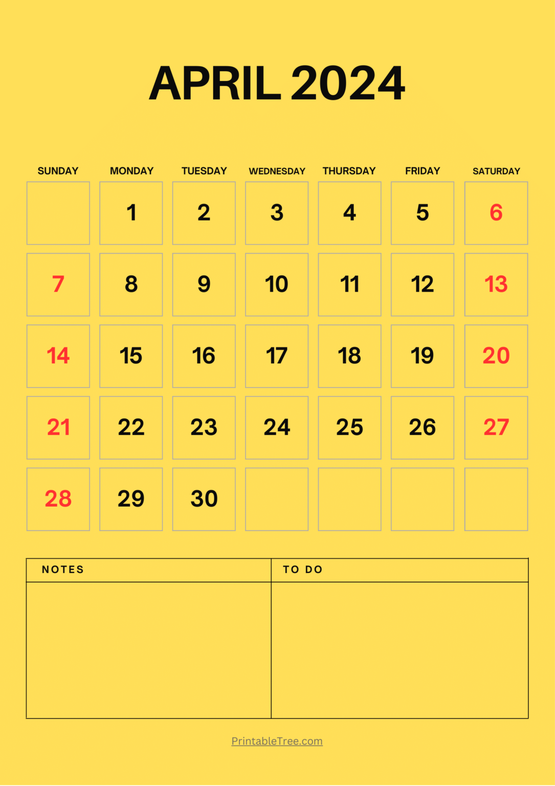 Blank April 2024 Calendar Printable PDF Template With Holidays