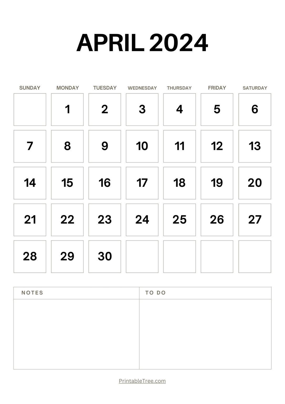 Blank April 2024 Calendar Printable Pdf Template With Holidays