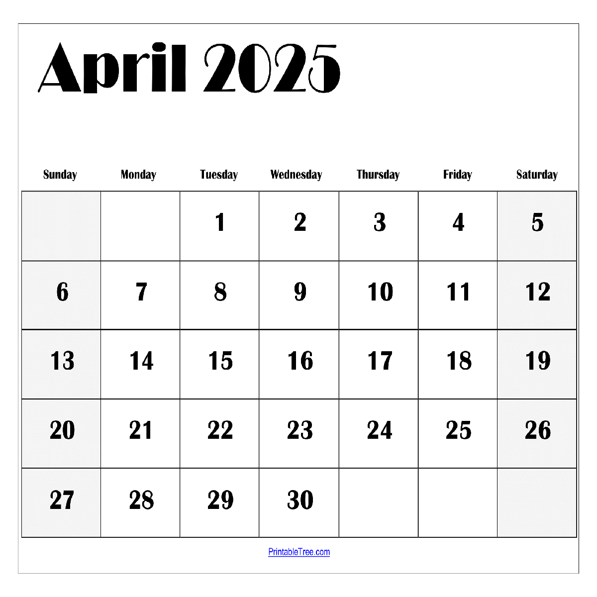 April 2025 Blank Printable Calendar