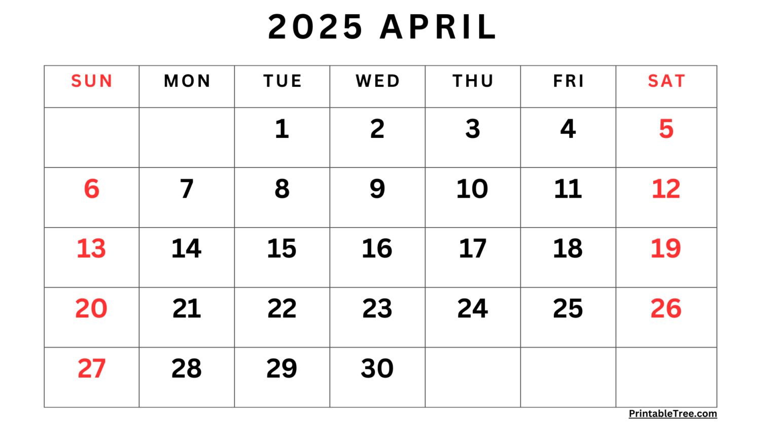 April 2025 Calendar Printable PDF Template with Holidays