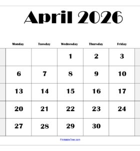 April 2026 Blank Printable Calendar