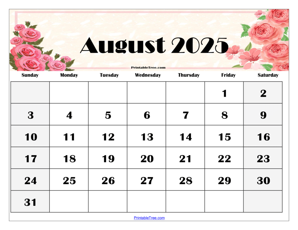 Agenda Calendar 2025 Template August