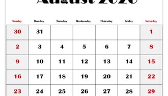 August 2026 Blank Printable Calendar